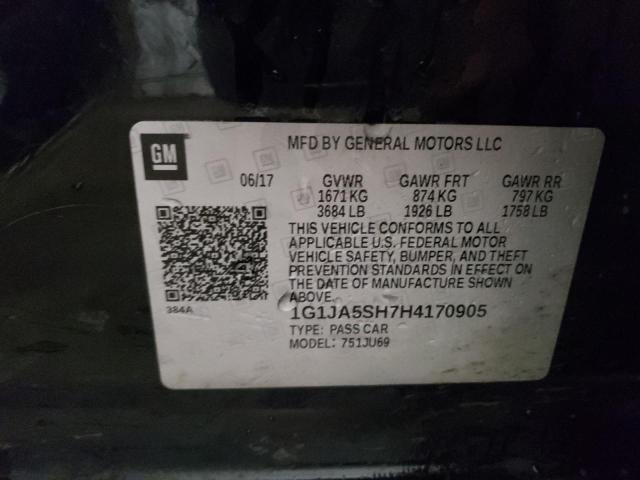 1G1JA5SH7H4170905 - 2017 CHEVROLET SONIC LS 黑色 照片 12