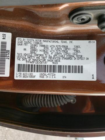 5TFAW5F12EX387147 - 2014 TOYOTA TUNDRA CREWMAX PLATINUM Qəhvəyi foto 12