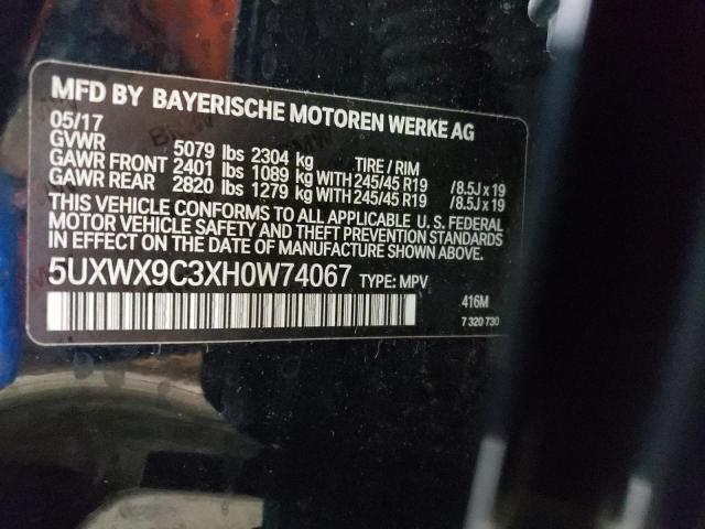 5UXWX9C3XH0W74067 - 2017 BMW X3 XDRIVE28I BLUE photo 13