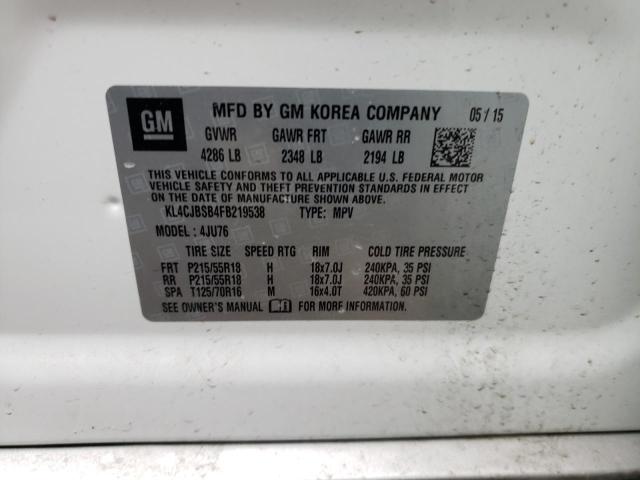 KL4CJBSB4FB219538 - 2015 BUICK ENCORE CONVENIENCE Սպիտակ լուսանկար 12