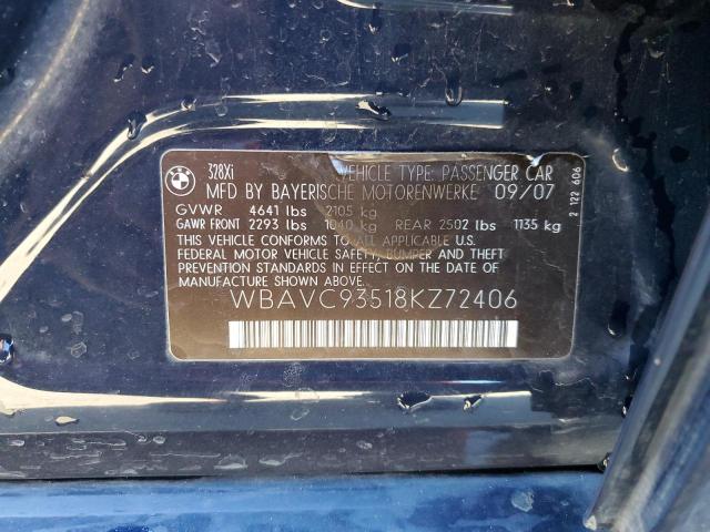 WBAVC93518KZ72406 - 2008 BMW 328 XI BLUE photo 12