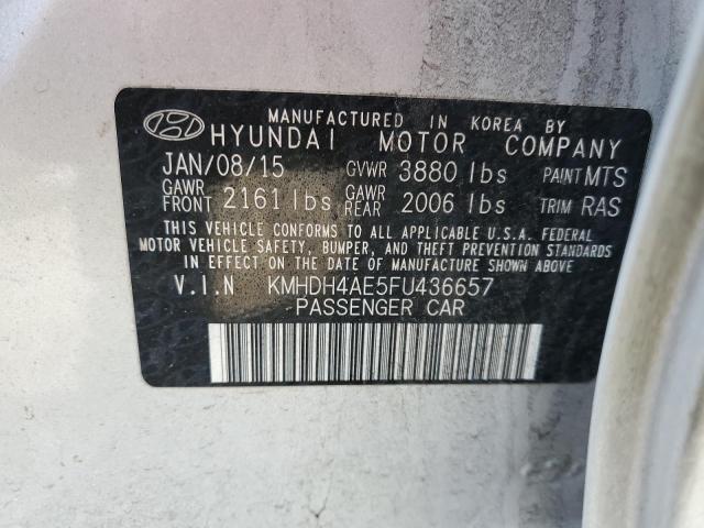 KMHDH4AE5FU436657 - 2015 HYUNDAI ELANTRA SE SILVER photo 12