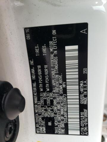 5TDJKRFH6GS320673 - 2016 TOYOTA HIGHLANDER XLE WHITE photo 12