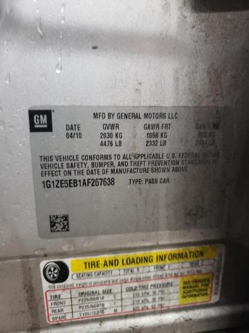 1G1ZE5EB1AF267638 - 2010 CHEVROLET MALIBU LTZ ვერცხლისფერი ფოტო 12