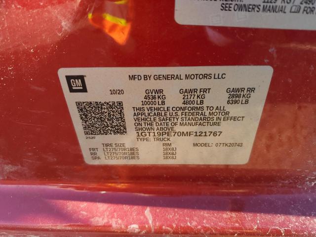 1GT19PE70MF121767 - 2021 GMC SIERRA K2500 AT4 RED photo 12