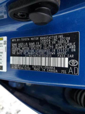 2T1KE40E59C003654 - 2009 TOYOTA MATRIX S BLUE photo 12