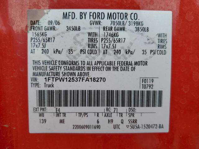 1FTPW12537FA18270 - 2007 FORD F150 SUPERCREW RED photo 13