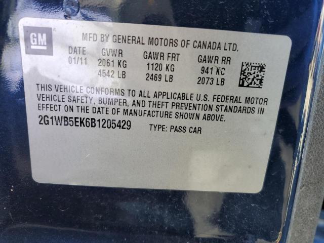 2G1WB5EK6B1205429 - 2011 CHEVROLET IMPALA LT BLUE photo 12