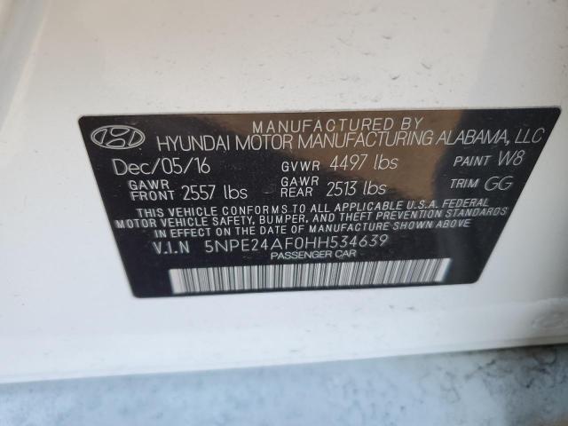 5NPE24AF0HH534639 - 2017 HYUNDAI SONATA SE WHITE photo 13