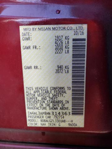 1N4AL3AP8HN314363 - 2017 NISSAN ALTIMA 2.5 RED photo 12