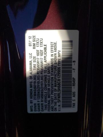 5FNRL5H68CB129906 - 2012 HONDA ODYSSEY EXL MAROON photo 13