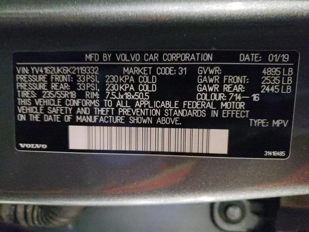 YV4162UK6K2119332 - 2019 VOLVO XC40 T5 MO GRAY photo 13