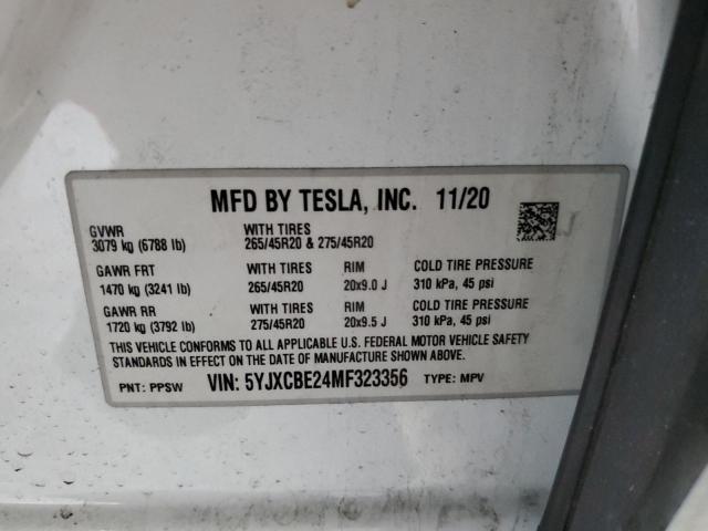 5YJXCBE24MF323356 - 2021 TESLA MODEL X WHITE photo 13