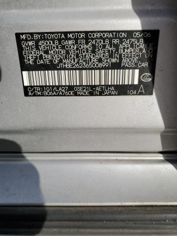 JTHBE262365008991 - 2006 LEXUS IS 350 SILVER photo 13