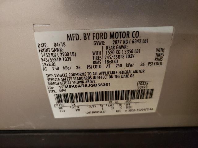 1FM5K8AR8JGB58361 - 2018 FORD EXPLORER POLICE INTERCEPTOR 银色 照片 12