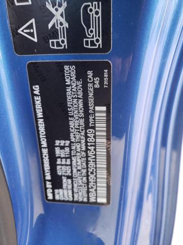 WBA2H9C59HV641849 - 2017 BMW 230XI BLUE photo 12