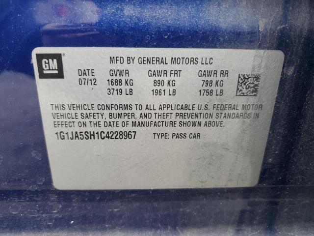 1G1JA5SH1C4228967 - 2012 CHEVROLET SONIC LS 蓝色 照片 12