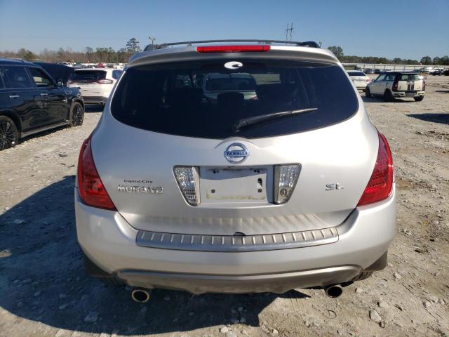 JN8AZ08T87W506132 - 2007 NISSAN MURANO SL SILVER photo 6