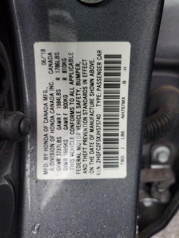 2HGFC2F5XJH575740 - 2018 HONDA CIVIC LX GRAY photo 12