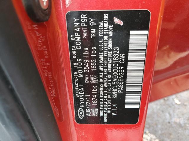 KMHCU5AE0CU018323 - 2012 HYUNDAI ACCENT GLS RED photo 12