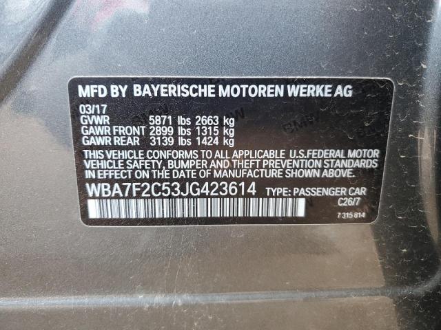 WBA7F2C53JG423614 - 2018 BMW 750 XI GRAY photo 12