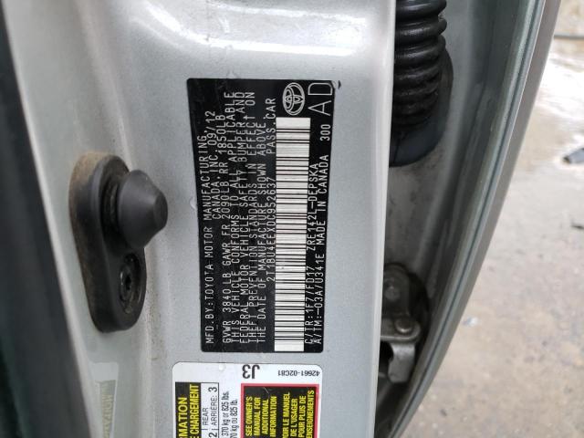 2T1BU4EEXDC952637 - 2013 TOYOTA COROLLA BASE SILVER photo 13