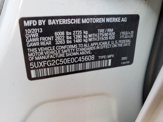 5UXFG2C50E0C45608 - 2014 BMW X6 XDRIVE35I WHITE photo 13