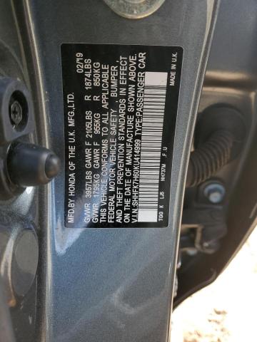 SHHFK7H60KU414999 - 2019 HONDA CIVIC EX GRAY photo 12