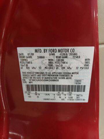 1FMCU03G39KD08805 - 2009 FORD ESCAPE XLT RED photo 13