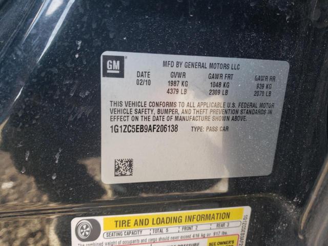 1G1ZC5EB9AF206138 - 2010 CHEVROLET MALIBU 1LT BLACK photo 13