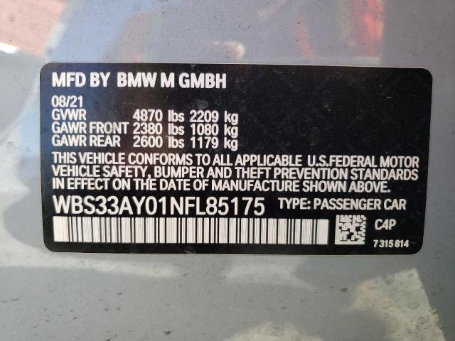 WBS33AY01NFL85175 - 2022 BMW M3 COMPETITION SILVER photo 12