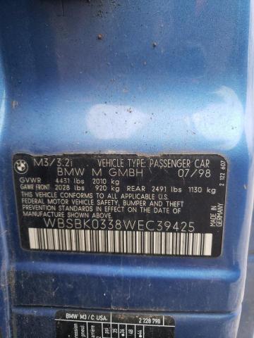 WBSBK0338WEC39425 - 1998 BMW M3 AUTOMATIC BLUE photo 13