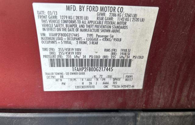 1FAHP2F80DG217445 - 2013 FORD TAURUS LIMITED RED photo 10