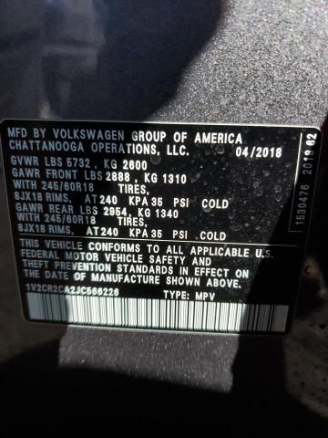 1V2CR2CA2JC566226 - 2018 VOLKSWAGEN ATLAS SE GRAY photo 13