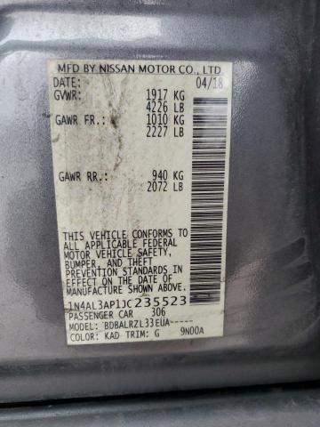 1N4AL3AP1JC235523 - 2018 NISSAN ALTIMA 2.5 GRAY photo 12