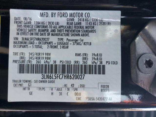 3LN6L5FC7HR620027 - 2017 LINCOLN MKZ RESERVE BLACK photo 13