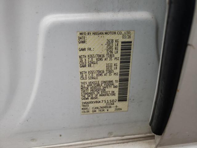 1N6AD0EV8GN751502 - 2016 NISSAN FRONTIER S WHITE photo 12