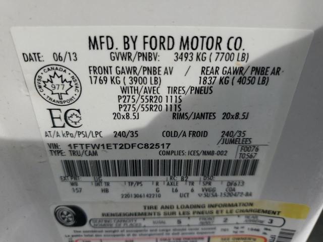 1FTFW1ET2DFC82517 - 2013 FORD F150 SUPERCREW WHITE photo 12