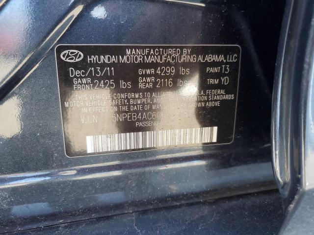 5NPEB4AC6CH438187 - 2012 HYUNDAI SONATA GLS BLUE photo 12