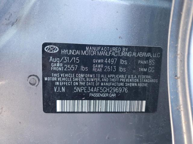 5NPE34AF5GH296976 - 2016 HYUNDAI SONATA SPORT GRAY photo 12