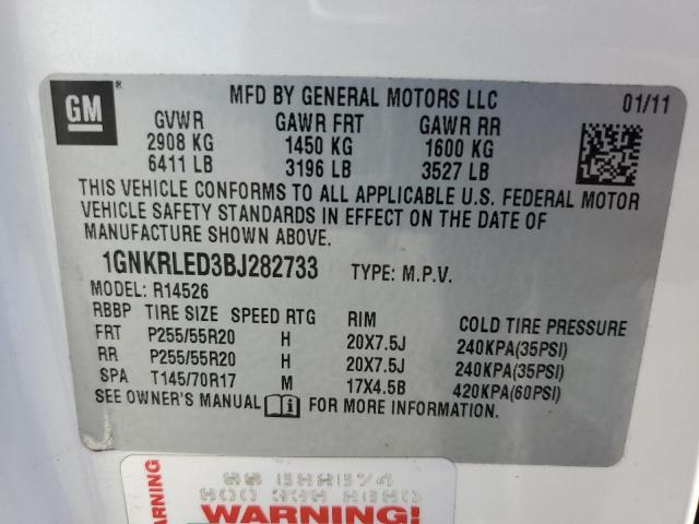 1GNKRLED3BJ282733 - 2011 CHEVROLET TRAVERSE LTZ WHITE photo 14