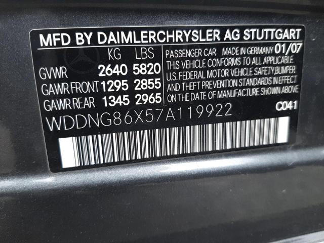WDDNG86X57A119922 - 2007 MERCEDES-BENZ S 550 4MATIC CHARCOAL photo 13