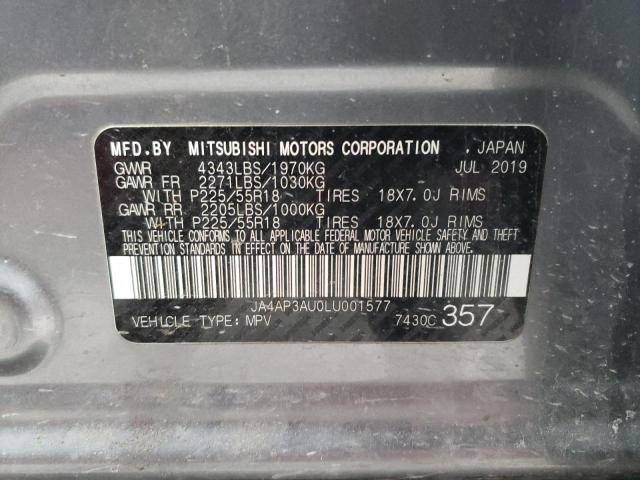 JA4AP3AU0LU001577 - 2020 MITSUBISHI OUTLANDER ES GRAY photo 14