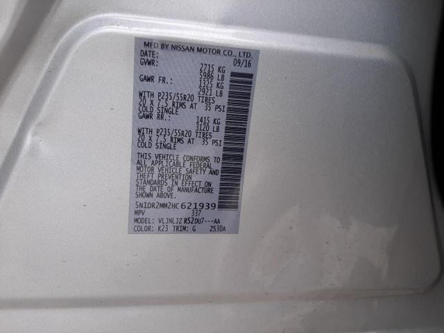 5N1DR2MM2HC621939 - 2017 NISSAN PATHFINDER S 银色 照片 13