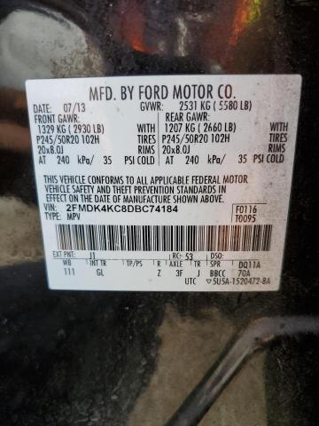 2FMDK4KC8DBC74184 - 2013 FORD EDGE LIMITED BLACK photo 13