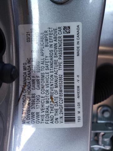 2HGFC2F85MH552882 - 2021 HONDA CIVIC SPORT SILVER photo 12