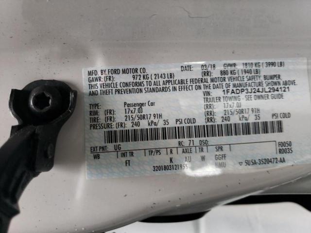 1FADP3J24JL294121 - 2018 FORD FOCUS TITANIUM WHITE photo 12