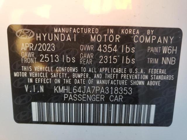 KMHL64JA7PA318353 - 2023 HYUNDAI SONATA SEL WHITE photo 13