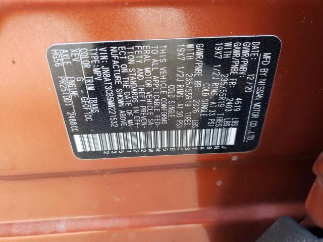 JN8AT3CB5MW221532 - 2021 NISSAN ROGUE SL ORANGE photo 14