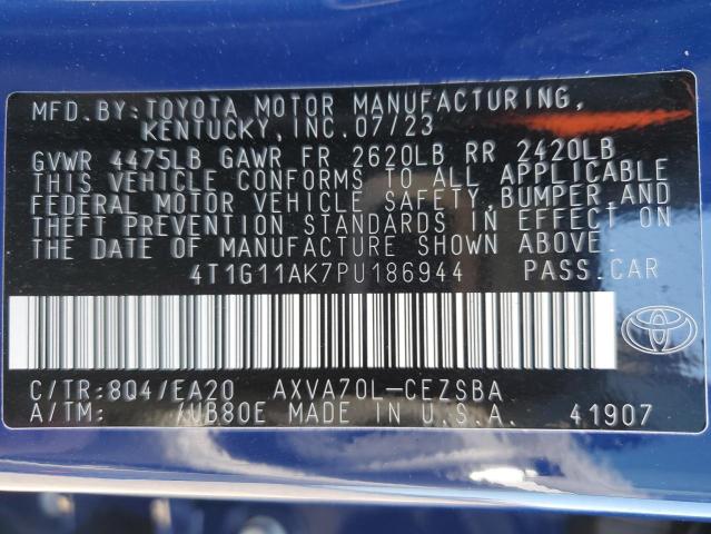 4T1G11AK7PU186944 - 2023 TOYOTA CAMRY SE NIGHT SHADE BLUE photo 12